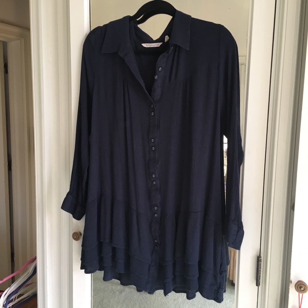 Blue gauze top